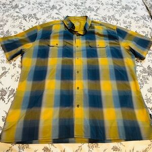 Kuhl Men's Blue and Yellow Plaid Button-Down Shirt